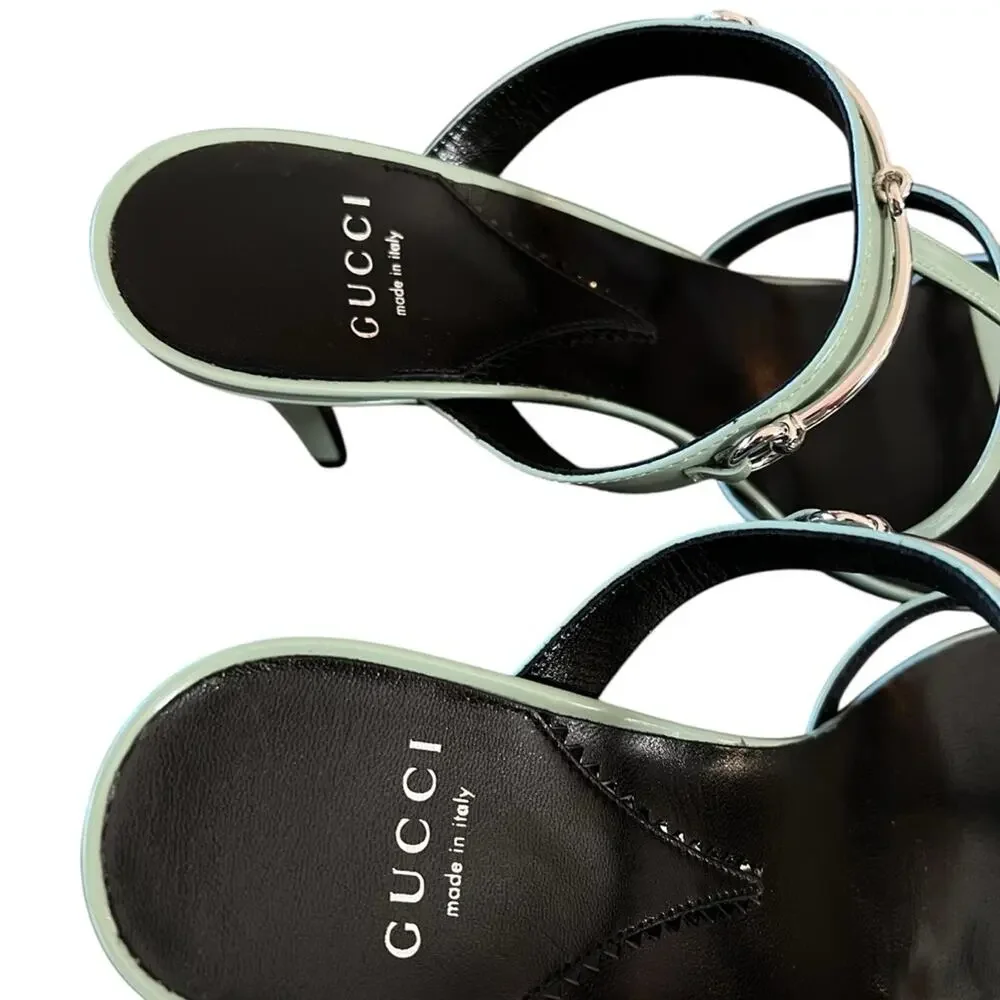 Gucci CR 24 75 Divine Leather High Heel Slip On Mule Horsebit NEW EU 39.5 US 9.5
